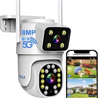 Уличная камера видеонаблюдения 2NLF с двумя объективами, беспроводная 5G/2.4G, 4 МП, обзор 360°, цветное ночное видение, датчик движения, двусторонняя аудиосвязь, хранилище SD/Cloud, водонепроницаемость IP66 1000014410