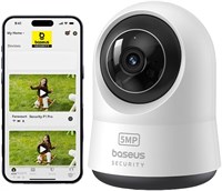 Внутренняя камера видеонаблюдения Baseus P1 Pro 3K/5 Мп, панорамирование на 360°, наклон на 90°, зум 8?, ночное видение, оповещения о движении и звуке на базе ИИ, детектор детского плача, двусторонняя аудиосвязь, двухдиапазонный Wi-Fi, Alexa Google, подде 1000014564