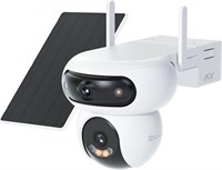Беспроводная Wi-Fi камера видеонаблюдения HB90+8 Вт с солнечной панелью, 4 Мп + 4 Мп, обзор 360°, моторизованный аккумулятор с двумя объективами, режим постоянного включения, обнаружение людей и транспортных средств, автоматическое слежение 1000014598