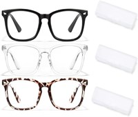 Очки от синего света, без рецепта, с прозрачными линзами для женщин и мужчин, оправа для очков с прозрачными линзами, защита от усталости глаз и УФ-бликов, для компьютерных игр, телевизоров, телефонов, экранов, квадратная оправа (3 шт.) 1000016989