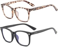 Комплект из 2 очков для чтения, блокирующих синий свет, компьютерные очки с фильтром, блокирующими УФ-блики, модные игровые очки для женщин и мужчин, квадратная оправа, чёрная 1000017018