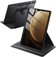 Чехол JETech Rotating Case для Samsung Galaxy Tab S10+ (2024)/Tab S9 FE+/S9+ (2023) 12,4 дюйма с держателем S Pen, защитной крышкой-подставкой, вращающейся на 360 градусов, прозрачной задней панелью, функцией автоматического пробуждения/спящего режима (че 1000018604
