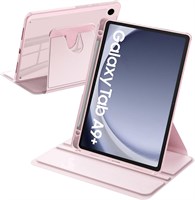 Вращающийся чехол для Samsung Galaxy Tab A9 Plus 11 дюймов (2023, SM-X210/X216/X218) с держателем для S Pen, ударопрочный чехол с прозрачной задней панелью, автоматический выход из спящего режима, розовый 1000018627