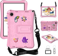 Детский чехол для планшета Samsung Galaxy Tab A9 8,7 дюйма, легкий ударопрочный защитный чехол с ручкой-подставкой, симпатичный дизайн своими руками, плечевой ремень с ручкой-подставкой (розовый) 1000018641
