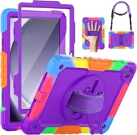 Чехол AVAKOT для Samsung Galaxy Tab A9 8,7 дюйма (модель 2023 года, SM-X110/X115/X117) с защитой экрана, поворотной подставкой на 360 градусов и ремнем на руку/плечо - фиолетовый 1000018660