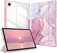 Совместимый чехол для Samsung Galaxy Tab A8, гибридный тонкий чехол для модели 10,5 дюйма 2022 года (SM-X200, X205, X207), ударопрочный чехол с прозрачной задней панелью, функция автоматического включения и выключения (блестящий мрамор) 1000018729