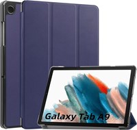 Чехол Galaxy A9 для планшета Samsung Galaxy Tab A9 8,7 дюйма, 2023, тонкий чехол-книжка из кожи Castor + микрофибры, защитный чехол-подставка с тремя складками, автоматический выход из спящего режима, синий 1000018742