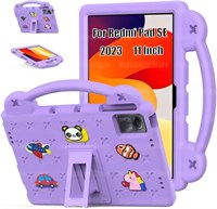 Чехол для планшета Lukione Kids, совместимый с Redmi Pad SE 11 дюймов (выпуск 2023 года, 11 дюймов). Легкий ударопрочный защитный чехол с ручкой-подставкой, симпатичный дизайн своими руками, плечевой ремень (фиолетовый) 1000018782