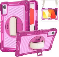 Чехол для планшета Xiaomi Redmi Pad SE 11 дюймов (2023). Прочный, трёхслойный, ударопрочный, с вращающейся на 360 градусов подставкой и ремнём для руки и плеча, розовый. 1000018787