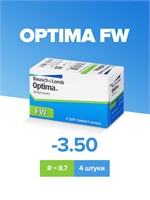 Контактные линзы Bausch + Lomb Optima FW предназначены для ношения в течение 3 месяцев, в упаковке 4 штуки с оптической силой -3.50 и радиусом кривизны 8.7. 1000020282