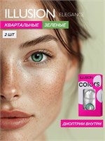 Контактные линзы ILLUSION ELEGANCE GREEN, которые имеют зеленый оттенок. 1000020297