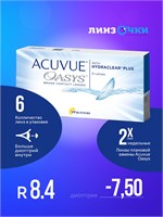 Двухнедельные контактные линзы ACUVUE OASYS 6 штук с параметрами -7.50 R 8.4. 1000020340