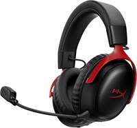 HyperX Cloud III S – беспроводная игровая гарнитура для различных платформ, 2,4 ГГц, Bluetooth, время автономной работы до 120 часов. 2,4 ГГц / 200 часов Bluetooth, 53-мм угловые динамики, 10-мм съемный микрофон, черно-красный цвет. 83557