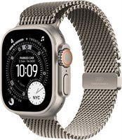 Apple Watch Ultra 3 GPS + Cellular 49 мм - это высококачественные умные часы, созданные специально для бега и других видов спорта. Они имеют прочный корпус из натурального титана и миланский браслет из того же материала. Этот размер относится к категории 1000020471