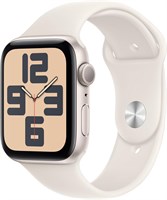 Смарт-часы Apple Watch SE (2-го поколения) с GPS, 40 мм, алюминиевым корпусом Starlight и спортивным ремешком Starlight — размер S/M. Функции: отслеживание физической активности и сна, обнаружение столкновений, монитор сердечного ритма, дисплей Retina. 1000020473