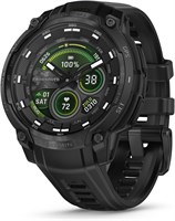 Garmin Instinct® Crossover AMOLED - Тактическая версия, прочные гибридные тактические смарт-часы с GPS, аналоговыми стрелками и ярким AMOLED-дисплеем, черные с черным силиконовым ремешком. 1000020488