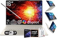 Lenovo Yoga 7 2-в-1 AI PC Copilot+ Ноутбук, 16-дюймовый сенсорный ЖК-экран 2K, 8-ядерный AMD Ryzen AI 7 350, 16 ГБ LPDDR5X, 1 ТБ SSD, Wi-Fi 7, клавиатура с подсветкой, сканер отпечатков пальцев, веб-камера 1080P, W/128 PSD, Windows 11 PRO 1000020553