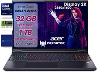 Acer Predator Helios Neo 16 AI Pc Gaming, Notebook Gaming Ultra 9 275HX, 32GB RAM DDR5, SSD 1TB PCIe, Display 16