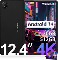 Планшет DOOGEE T30 MAX 12 дюймов, Android 14, 4K IPS, 20 (8+12) ГБ ОЗУ, 512 ГБ ПЗУ (2 ТБ TF), аккумулятор 10800 мАч/33 Вт, восьмиядерный процессор Helio G99, 2,2 ГГц, разрешение 2560x1600, 50+20 МП, Widevine L1, разблокировка по лицу, черный 1000020992
