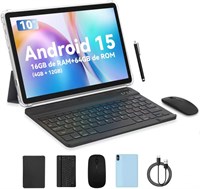 Планшет PRITOM 10 дюймов, планшет 4-в-1, 8 ГБ, 64 ГБ ПЗУ, Android 14, расширение памяти до 1024 ГБ, Qcta Core, Wi-Fi 6, аккумулятор 6000 мАч, планшетный ПК с клавиатурой, мышью и чехлом, серый. 1000021040