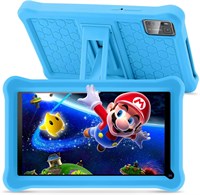 Детский 7-дюймовый Android-планшет с сенсорным экраном, 8 ГБ ОЗУ + 64 ГБ ПЗУ (TF 256 ГБ), родительский контроль, Bluetooth, Wi-Fi, сертифицирован GMS, образовательный детский планшет с противоударным чехлом из EVA (синий). 1000021109