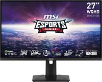 Игровой монитор MSI G274QPX, 27 дюймов, 2560 x 1440 (QHD), Rapid IPS, 1 мс, 240 Гц, совместимость с G-Sync, HDR 400, HDMI, DisplayPort, регулировка наклона, поворота, высоты, вращение, черный. 1000021627