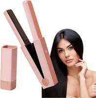 MuSylonz 2 в 1 выпрямитель и плойка для волос, беспроводной мини-портативный дорожный утюжок для волос с быстрым нагревом за 30 секунд, 3 уровнями защиты от ожогов, перезаряжаемый через Type-C, подходит для прямых и кудрявых волос (розовый) 1000022281