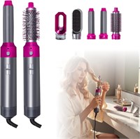 Набор фен-щетка, фен-щетка 5-в-1 для укладки волос горячим воздухом - салонный стайлер для завивки, придания объема и выпрямления волос с 5 сменными насадками, гладкие и гладкие волосы без пушистости. 1000022321