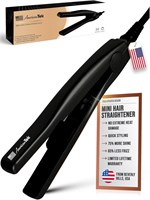 Портативный мини-выпрямитель для волос American Tek с керамическим турмалиновым покрытием, идеально подходит для путешествий, укладки коротких волос, двойное напряжение. 1000022338