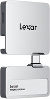 Lexar 1TB Professional Go Portable SSD с хабом, поддержка Apple ProRes, скорость чтения до 1050 МБ/с и скорость записи до 1000 МБ/с, USB 3.2 Gen 2, прочный корпус, совместимость с iPhone, ПК и Mac (серебристый) 1000022386