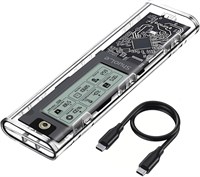 Корпус для M.2 NVMe SSD с ЖК-экраном, USB 3.2 Gen 2 (10 Гбит/с), прозрачный внешний адаптер для SSD-накопителей 2280 PCI-E M и B&M, корпус-конвертер USB Type-C (черный) 1000022413