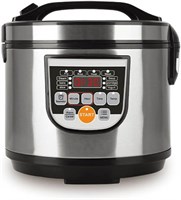Цифровая рисоварка 5 л, цифровая мультиварка, электрическая скороварка, внутренняя кастрюля с антипригарным покрытием, корпус из нержавеющей стали, 10 программ управления одним касанием, мощность 700 Вт, серебристый/черный 1000022638