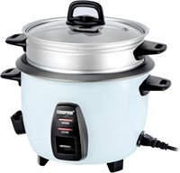 Автоматическая рисоварка Geepas | GRC4325N | Объем 1,0 л | 3 в 1 | Приготовление, приготовление на пару и поддержание тепла | Антипригарное покрытие | 450 Вт | Одна кнопка | Белый | Гарантия 2 года 1000022646
