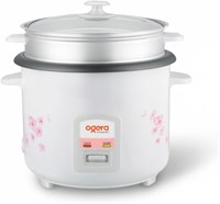 Рисоварка Ogera | Объем 2,2 л | Антипригарное покрытие, функции приготовления и подогрева | Стеклянная крышка | Белый цвет с цветочным узором | OG9501RC | Гарантия 2 года. 1000022675