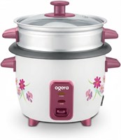 Рисоварка Ogera, объем 1 л | Внутренняя кастрюля с антипригарным покрытием | Функция автоматического приготовления и поддержания температуры | Цветочный дизайн | Белый и красный | G9502RC | Гарантия 2 года. 1000022694