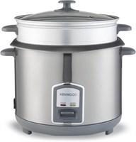 Рисоварка KENWOOD 2-в-1, 2,8 л, 16 чашек, с корзиной для приготовления на пару, антипригарной кастрюлей, крышкой из закаленного стекла, индикаторами подогрева и приготовления, держателем для лопатки, съемным шнуром питания, RCM28.000SS, серебристый 1000022704