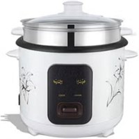 Рисоварка, мощность 700 Вт, объем 1,8 л, съемная чаша с антипригарным покрытием и поддон для приготовления на пару с индикатором уровня воды, стеклянная крышка и функция защиты от нагрева для здорового питания, проста в использовании, белая. 1000022714