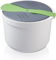 Рисоварка для микроволновой печи plplaaoo 2 л, кухонные принадлежности для микроволновой печи 7,3 x 7,3 x 5,1 дюйма, рисоварка для микроволновой печи из пищевого полипропилена с крышкой и ситечком (зеленая) 1000022772