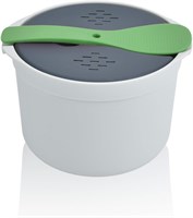 Рисоварка для микроволновой печи, специальная посуда для приготовления риса в микроволновой печи на пару, пароварка, контейнер для приготовления риса в микроволновой печи, рисоварка на пару, 2 л (зеленая) 1000022796