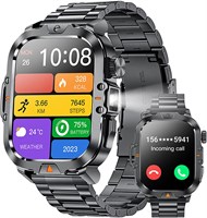 Смарт-часы для мужчин в стиле военного таинства, с диагональю 2,01 дюйма, мощным светодиодным фонарем, батареей на 400 мАч, защитой IP68, фитнес-трекером с компасом и более чем 100 различными режимами для Android и iOS (в комплекте 2 ремешка) 1000023051