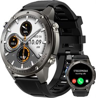 Часы для мужчин в стиле военного тактического, профессиональные, с Bluetooth, низким шумом и динамиком, с сенсорным HD-экраном 1,3 дюйма и встроенным фитнес-трекером, подходят для использования с iPhone и Samsung (черные + запасной ремешок из нержавеющей 1000023054