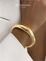 Широкий женский браслет из бижутерии на руку с покрытием золотом - это стильное украшение 1000023138