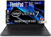 Бизнес-ноутбук Lenovo ThinkPad T16 Gen 3 с 16-дюймовым FHD+ экраном, процессором Intel Ultra 7-155U (лучше, чем i7-1355U), 16 ГБ оперативной памяти DDR5, накопителем SSD на 512 ГБ, встроенной веб-камерой разрешением 5 МБ, поддержкой Wi-Fi 6E и Bluetooth, 1000024490