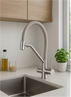 Кухонный смеситель с возможностью подключения к фильтру для воды, гибкий излив на магните, цвета беж и отделка - сатин 1000025148