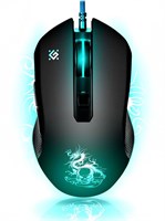 Мышь для игр Defender Sky Dragon с проводным подключением имеет оптический сенсор, 6 кнопок и разрешение от 800 до 3200 точек на дюйм 1000025494