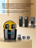 Беспроводной микрофон в форме петли с кейсом для зарядки и функцией подавления шума с использованием искусственного интеллекта, предназначенный для проведения стримов, создания видеоблогов и интервью 1000025708