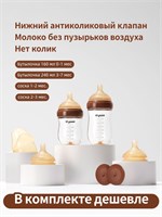 Бутылочка от коликов объемом 160 мл подходит для детей от 0 до 1 месяца, а также 240 мл для детей от 3 до 7 месяцев. В комплекте идут соски 1-2 и 2-3 1000026169