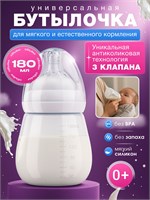 Бутылочка объемом 180 мл предназначена для кормления детей от 0 до 6 месяцев 1000026217