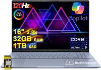 Ноутбук ASUS Vivobook S16 AI PC, 16-дюймовый 2,8K OLED-дисплей, 120 Гц (600 нит, 100% DCI-P3), процессор Intel Ultra 9 285 (24 ядра), 32 ГБ ОЗУ, 1 ТБ SSD, подсветка экрана. Подходит для творческих людей, дизайнеров, бизнесменов, профессионалов. Windows 11 1000026257