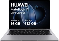 HUAWEI Matebook 14 имеет 14,2-дюймовый сенсорный OLED-дисплей с разрешением 2,8K, очень тонкий корпус, процессор Intel Core Ultra U5, возможность работать до 19 часов без перерыва при воспроизведении видео, 16 ГБ оперативной памяти и 512 ГБ внутренней пам 1000026264